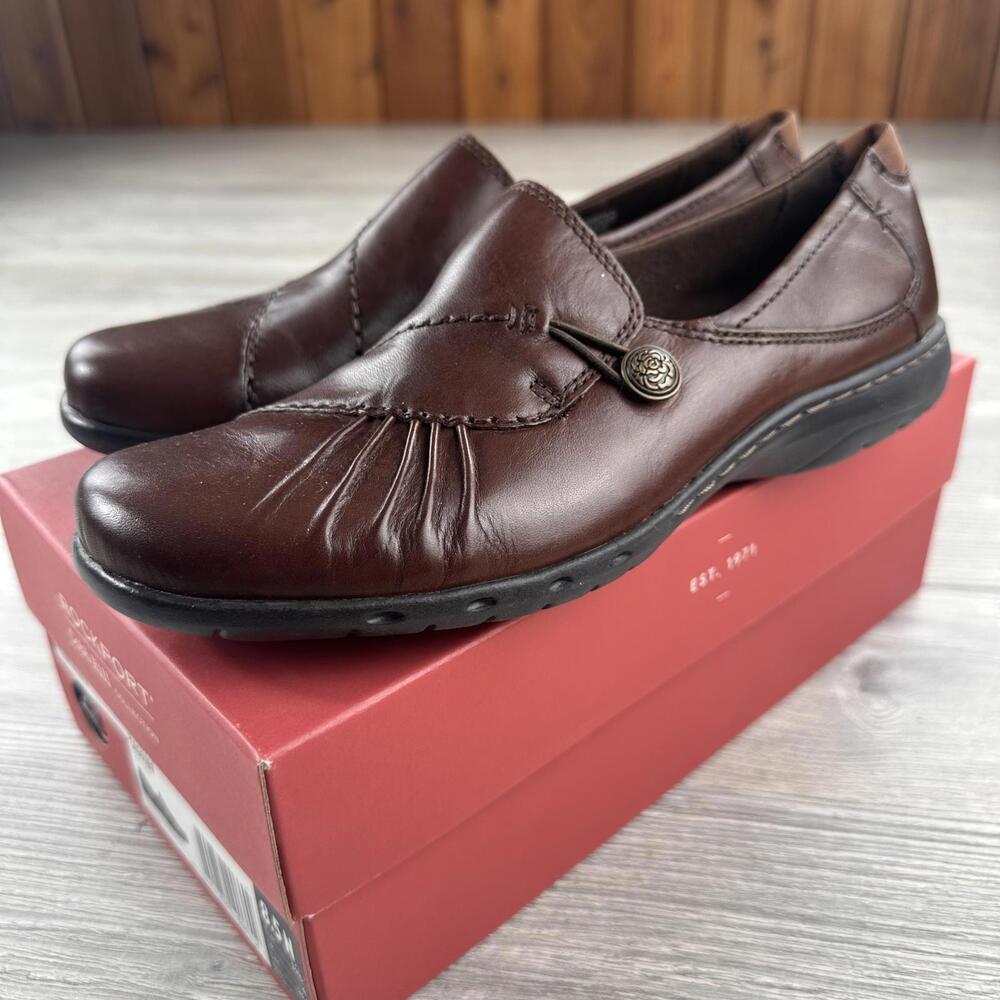 Rockport Cobb Hill Paulette Loafer Womens 8.5N Brown Burgundy Dress Ortho Comfy